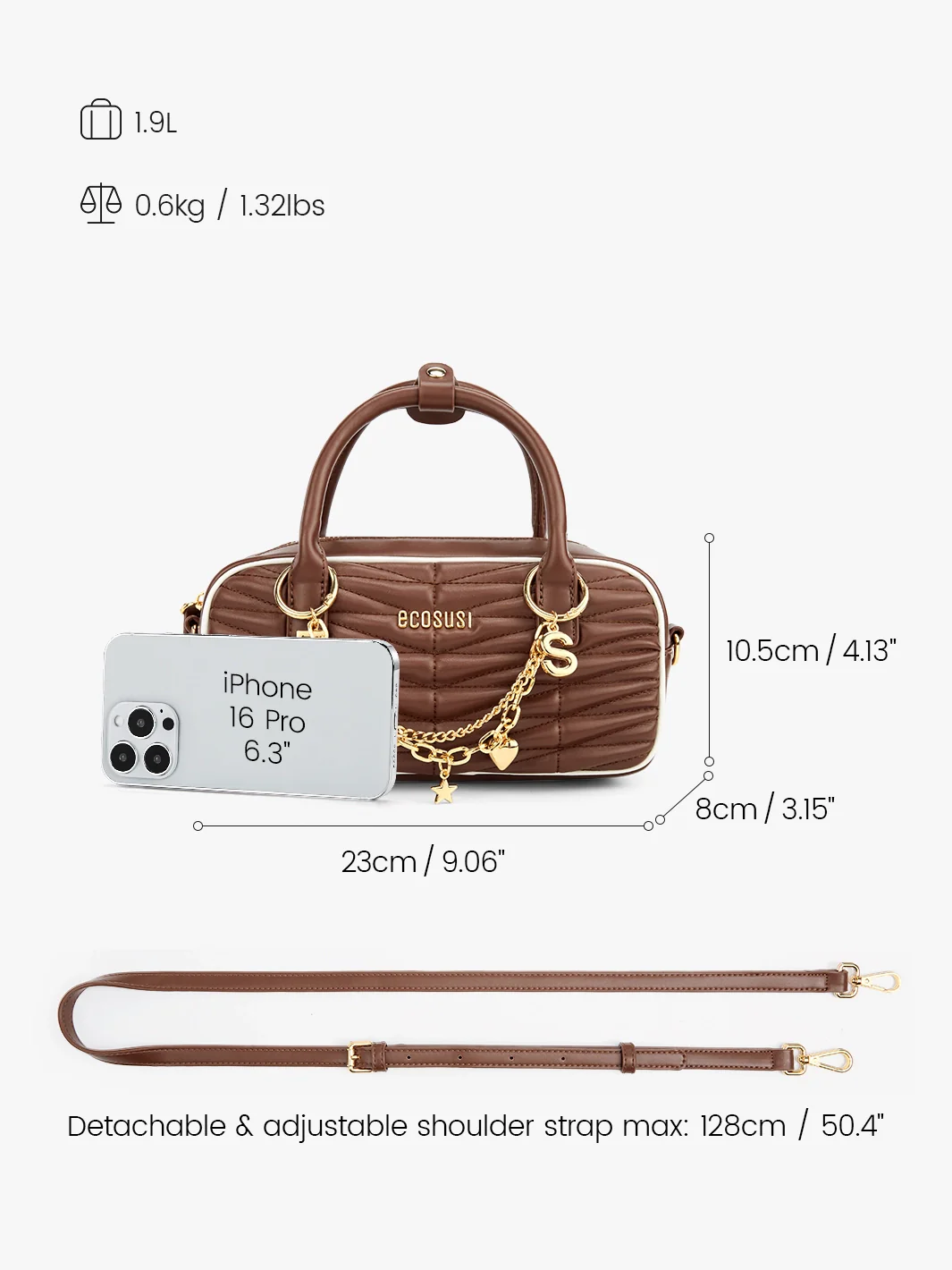Claire Quilted Vegan Leather Pillow Bag - Image 3